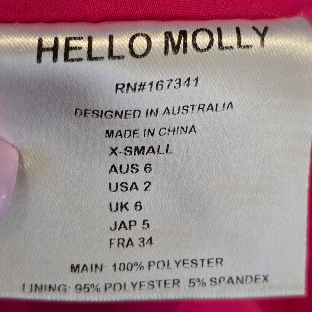 Hello Molly Hot Pink Ruffle Bustier Double Slit Satin Maxi Dress XS USA 2 - Picture 5 of 12